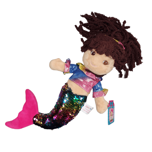 Mermaid Doll Plush Stuffed Toy 14" Soft Body Rainbow Sequins - Sammi's Attic