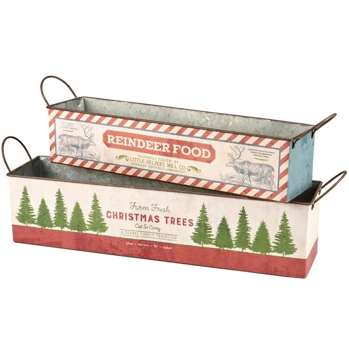 Metal Christmas Bin Set