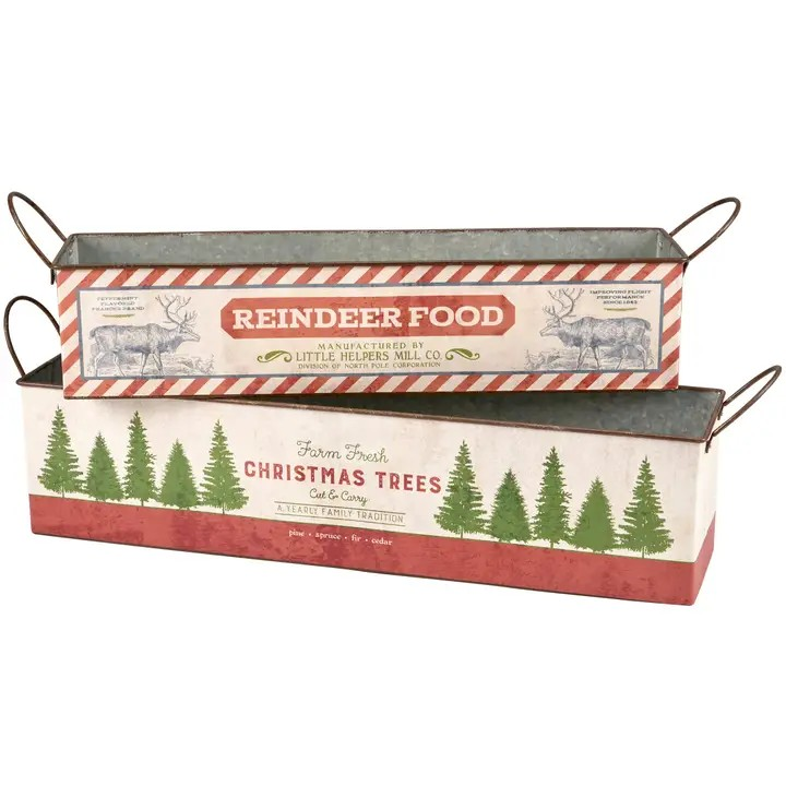 Metal Christmas Bin Set