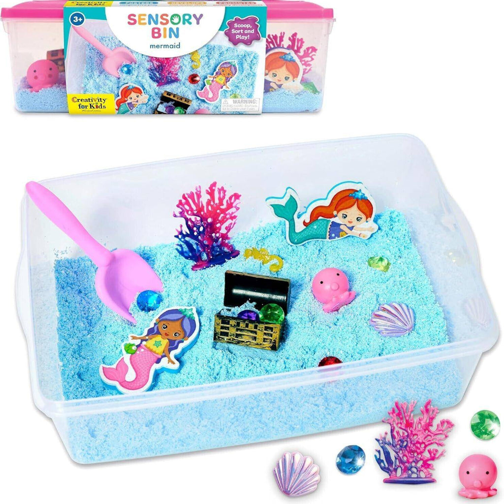 Ocean Mermaid Sensory Bin Play Sand Foam for Kids Toddlers Scoop Sort Explore
