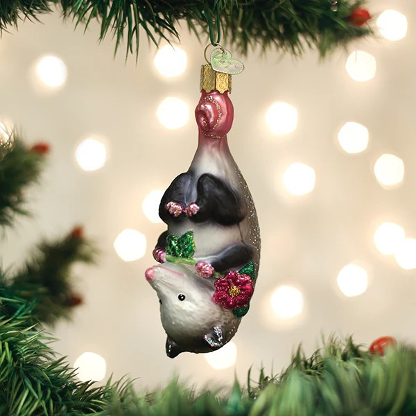 Old World Christmas Blossom Opossum Glass Holiday Ornament