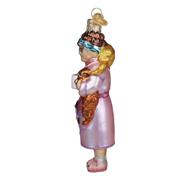 Old World Christmas Cat Lady Glass Holiday Ornament