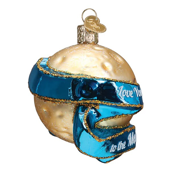 Old World Christmas Love You To The Moon & Back Glass Ornament