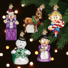 Old World Christmas Rudolph The Red Nosed Reindeer 5 Pc Glass Ornament Set #1