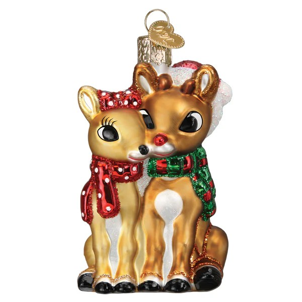 Old World Christmas Rudolph The Red Nosed Reindeer 5 Pc Glass Ornament Set #2
