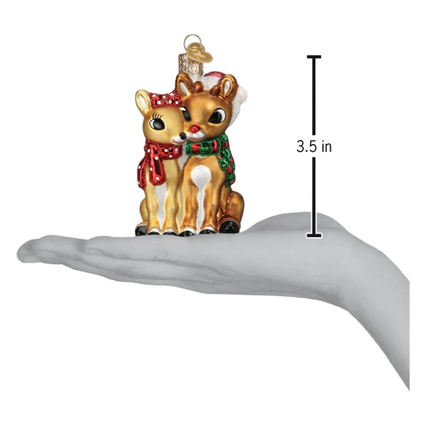 Old World Christmas Rudolph and Clarice Glass Ornament (with OWC Box)