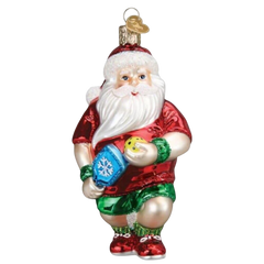 Old World Christmas Santa and Mrs Claus Pickleball Glass Ornament Set