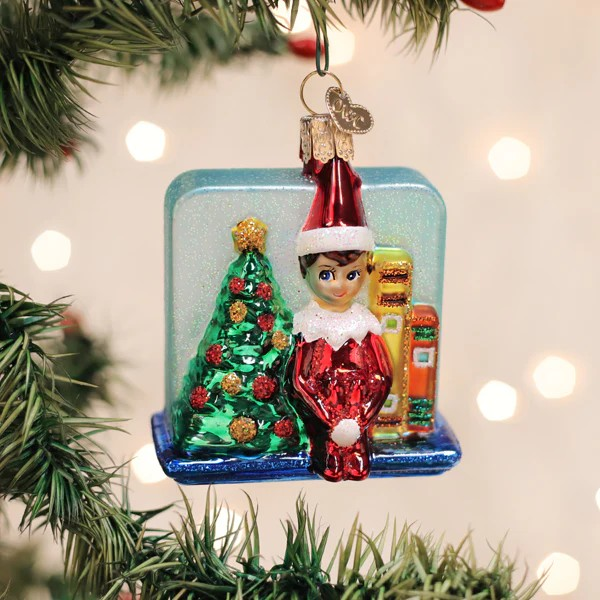 Old World Christmas Scout Elf Storytime Glass Holiday Ornament