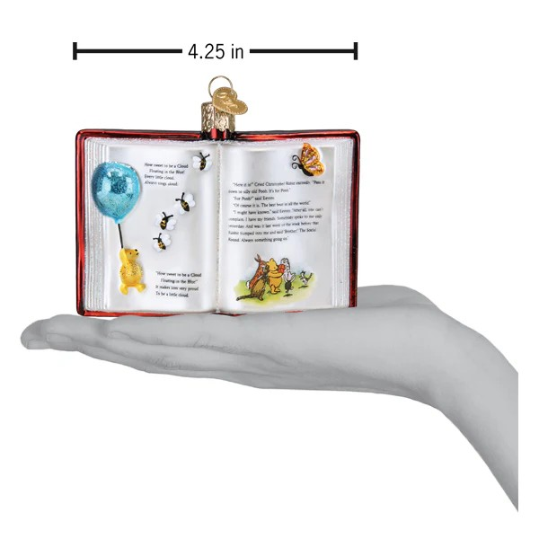 Old World Christmas Winnie-the-Pooh Book Glass Holiday Ornament