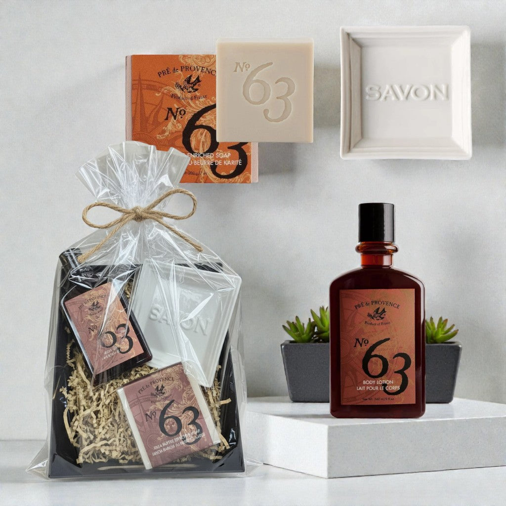 Pre De Provence No.63 Body Lotion, Cube Soap, and Dish Gift Box
