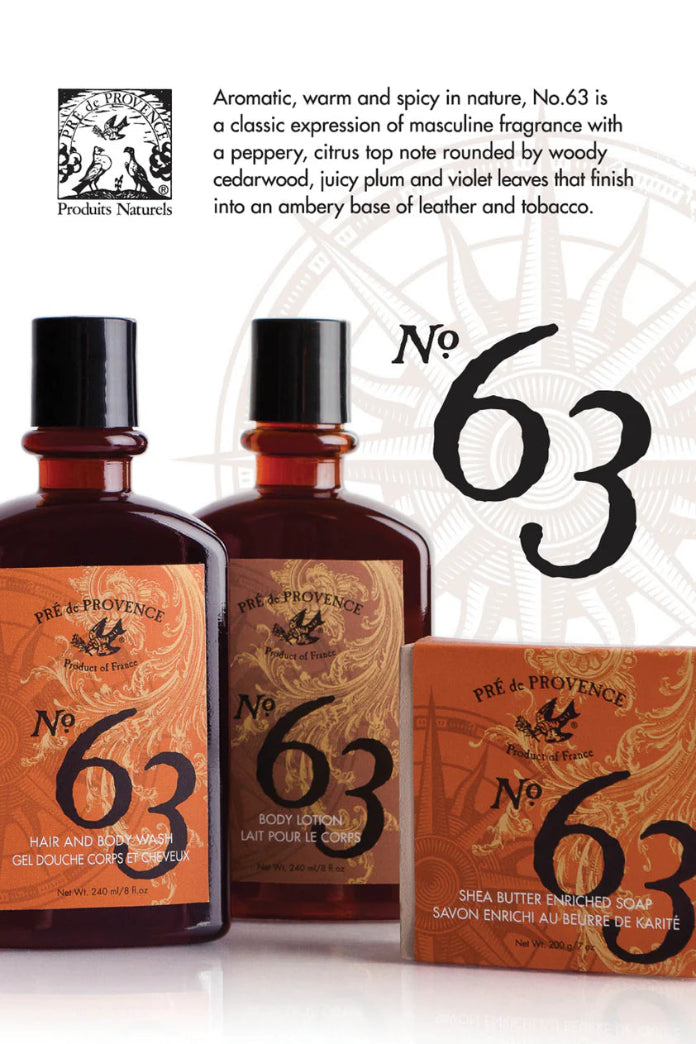 Pre De Provence No.63 Eau de Toilette, Hair & Body Wash, Lotion Gift Box