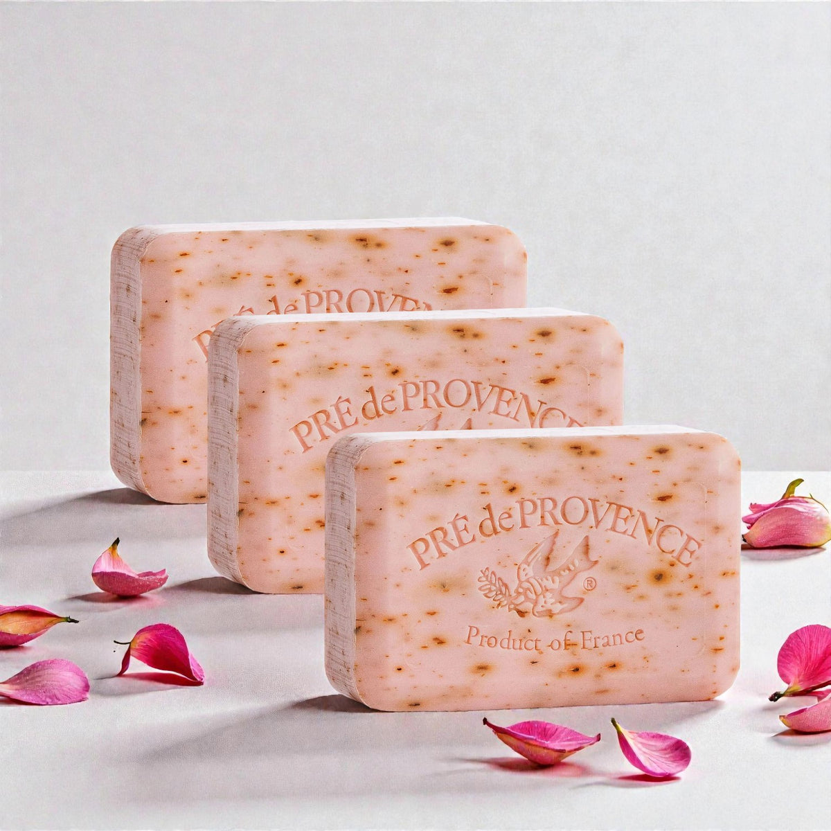 Pre De Provence Soap ROSE PETAL 3 Pack (250 Gram Ea.) Quad-milled