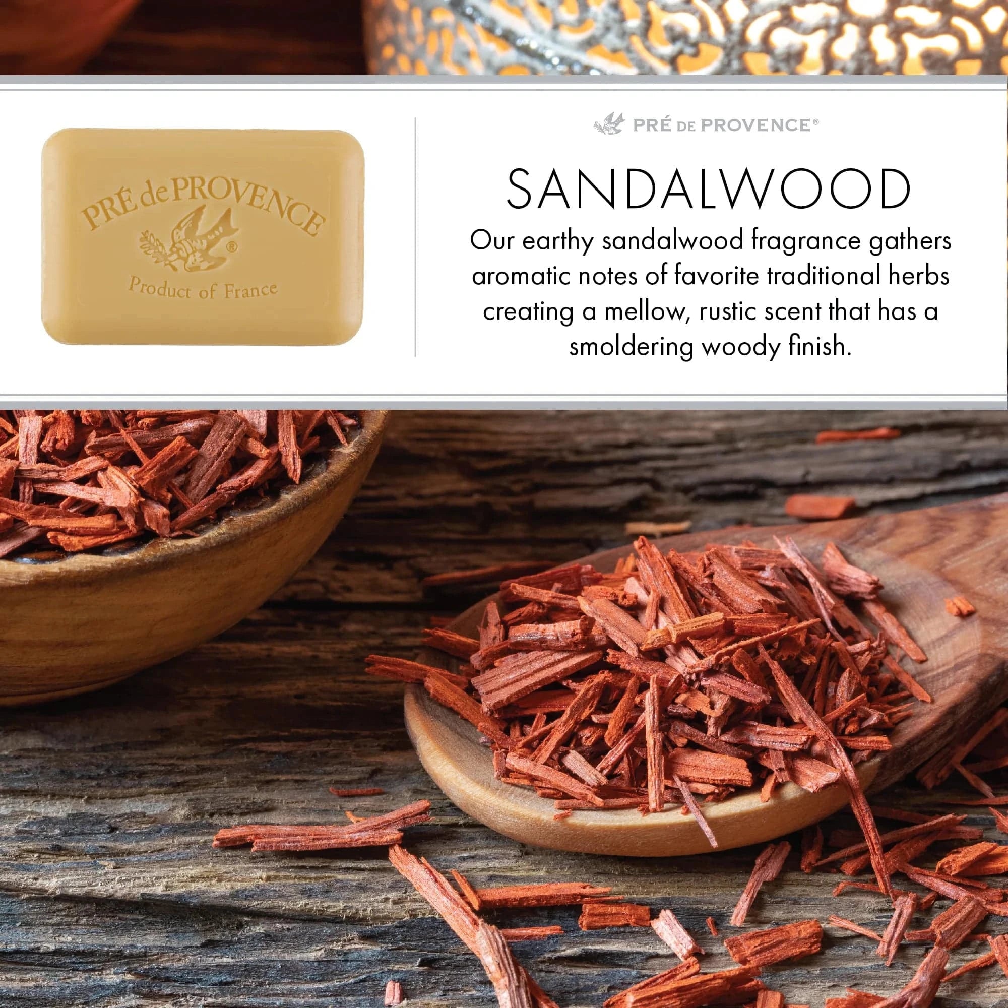 Pre De Provence Soap SANDALWOOD 3 Pack (250 Gram Ea.) Quad-milled