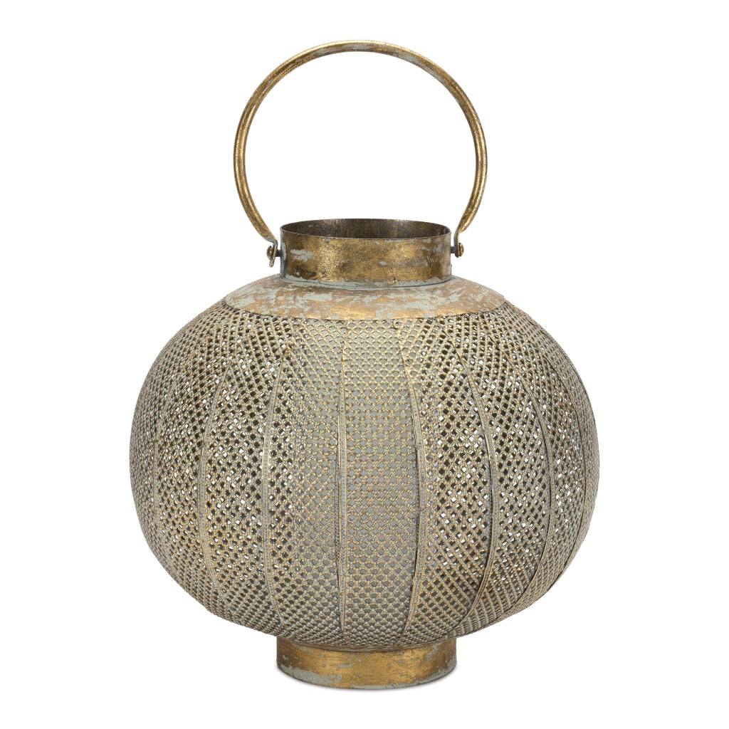 Punched Metal Candle Lantern 11.5