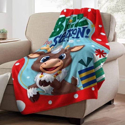 Rudolph Plush Throw Christmas Blanket Reindeer in Here Blizz the Season 60x46 - Sammi's Attic