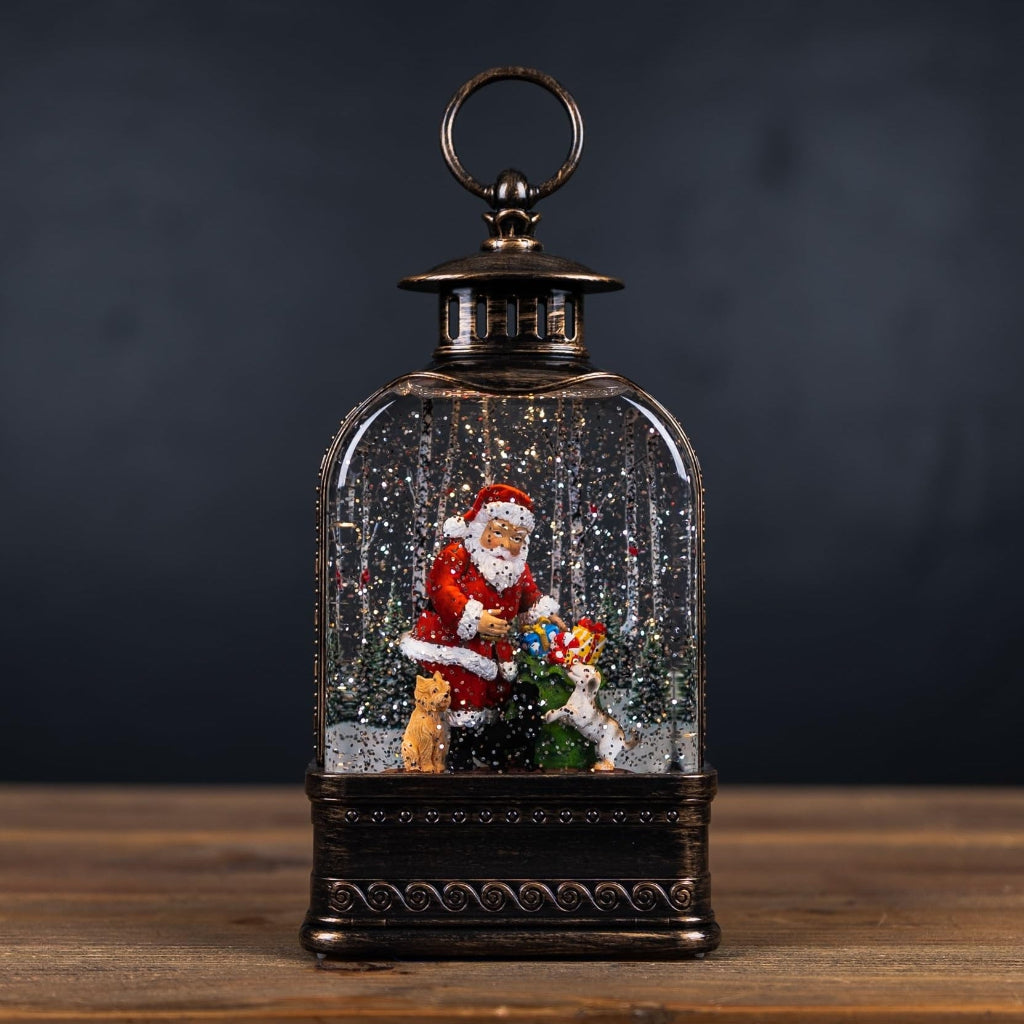 Santa & Dog LED Glitter Snow Globe