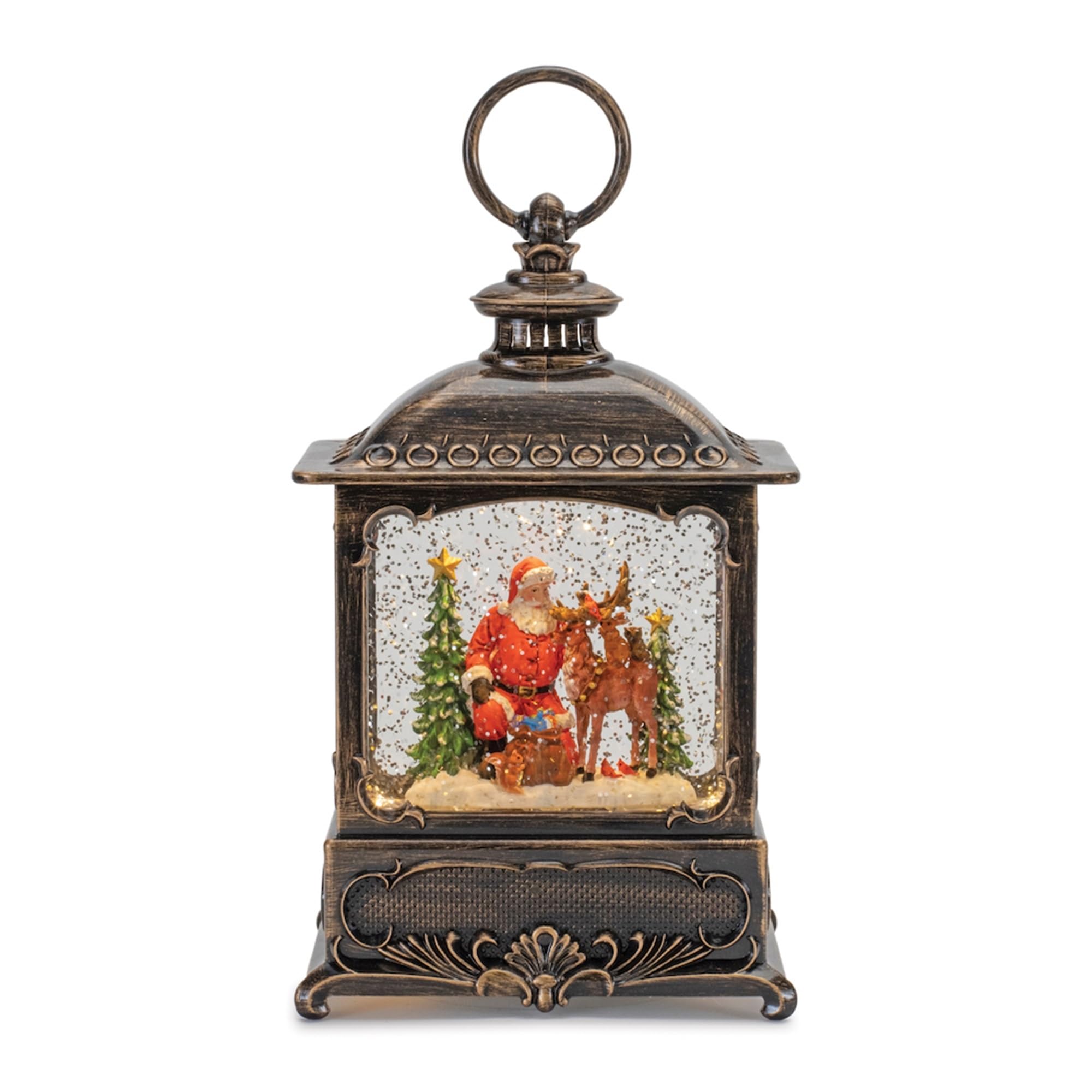Santa and Woodland Animals LED Snow Globe Lantern