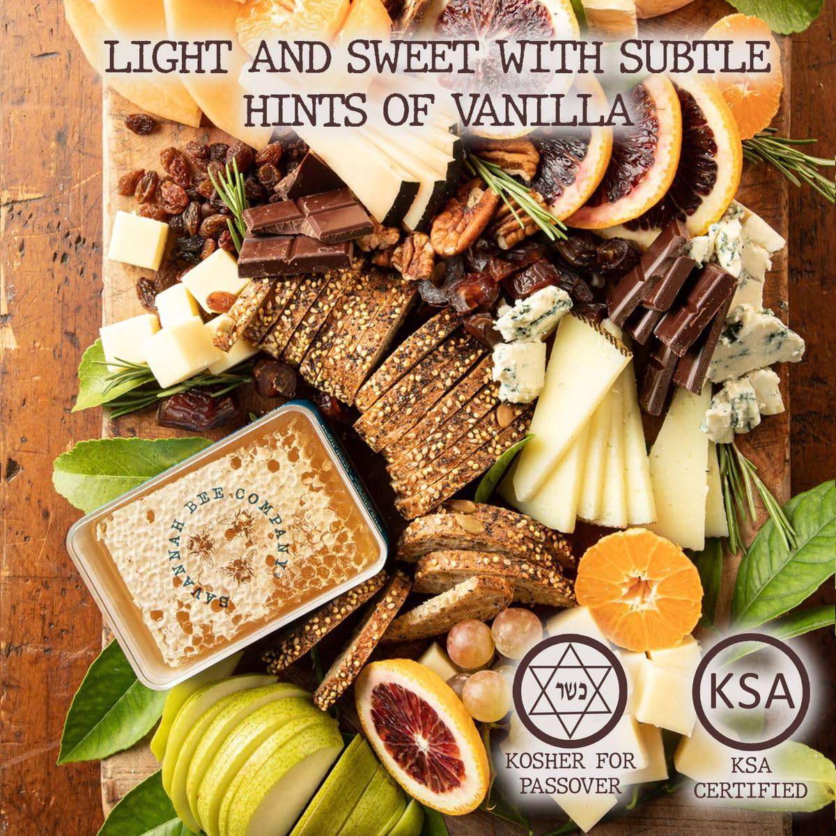 Savannah Bee Company Pure Raw Acacia Honeycomb - All Natural, Edible and Unfiltered - 12.3 oz - Sammi's Attic