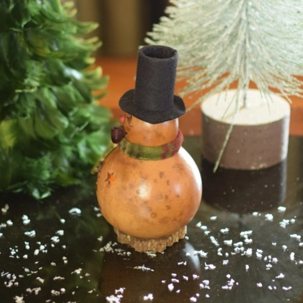Snowman Gourd Luminary | Hand Crafted | Natural