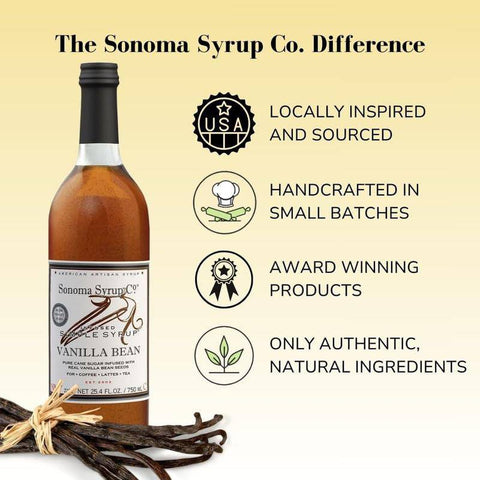 Sonoma Syrup Co Vanilla Bean Infused Syrup, 25.4 Fl Oz for Coffee, Cocktails, and Cooking - Sammi's Attic
