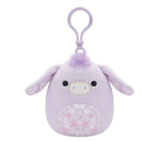 Squishmallows Delzi the Donkey Easter Spring Bag Clip Plush Floral Belly 3" - Sammi's Attic
