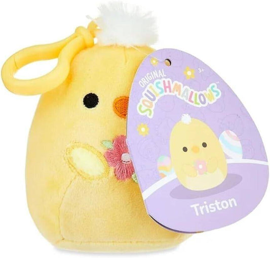 Squishmallows Plush Easter Bag Clip Triston Yellow Bird Chick 4" - Sammi's Attic