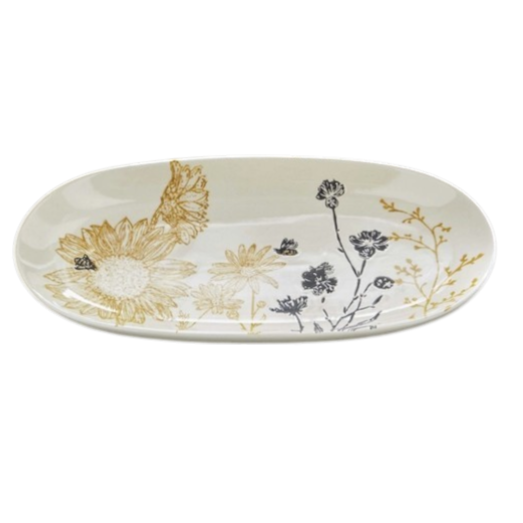 Summer Serving Platter | Floral & Bee Ceramic