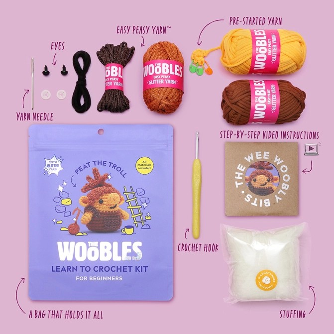 The Woobles Beginner Crochet Kit | Peat the Troll