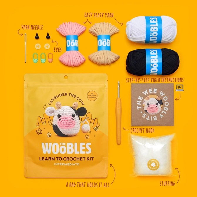 The Woobles Intermediate Crochet Kit | Lavender the Cow
