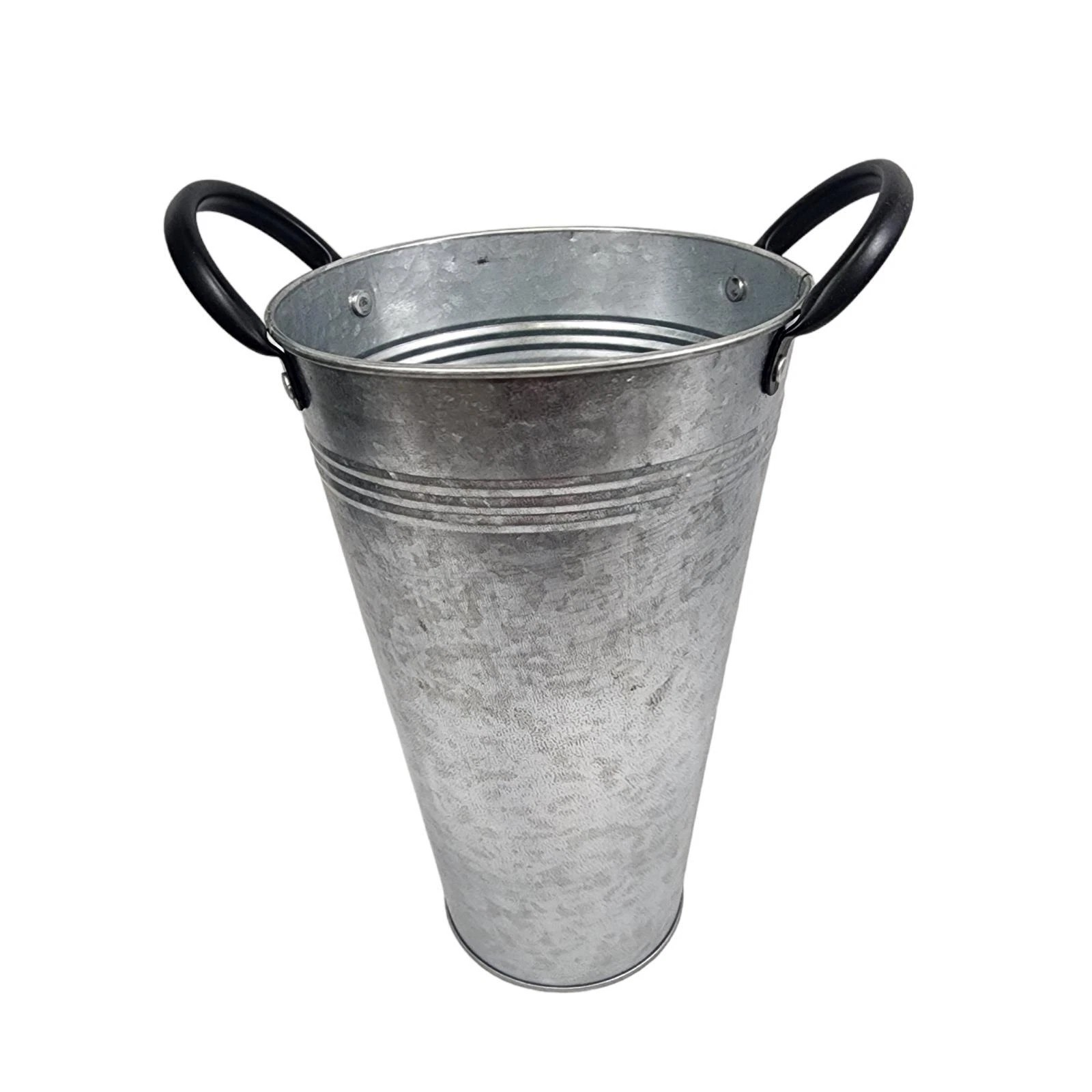 Tree Farm Galvanized Metal Pail Vase