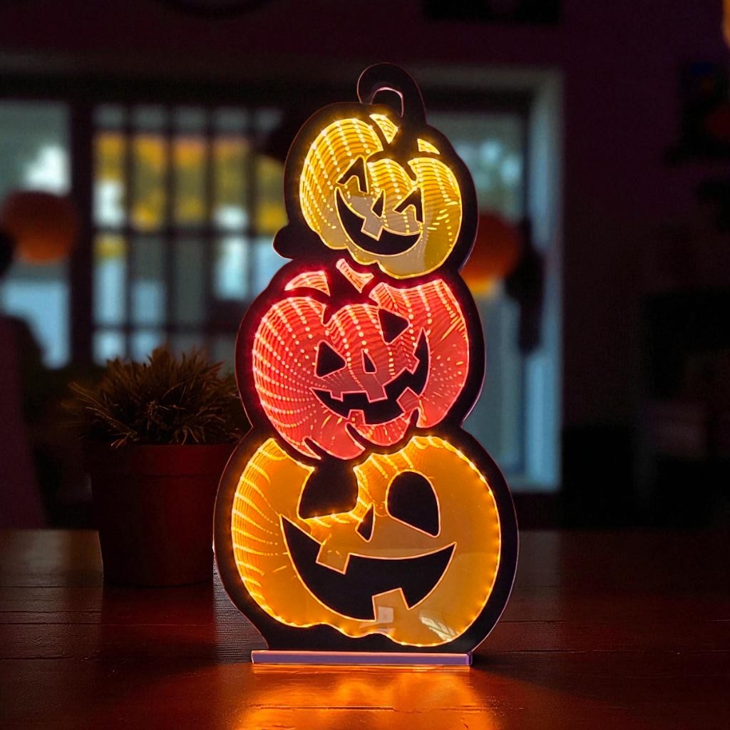 Triple Jack-o-Lantern Infinity Light 35.5"H