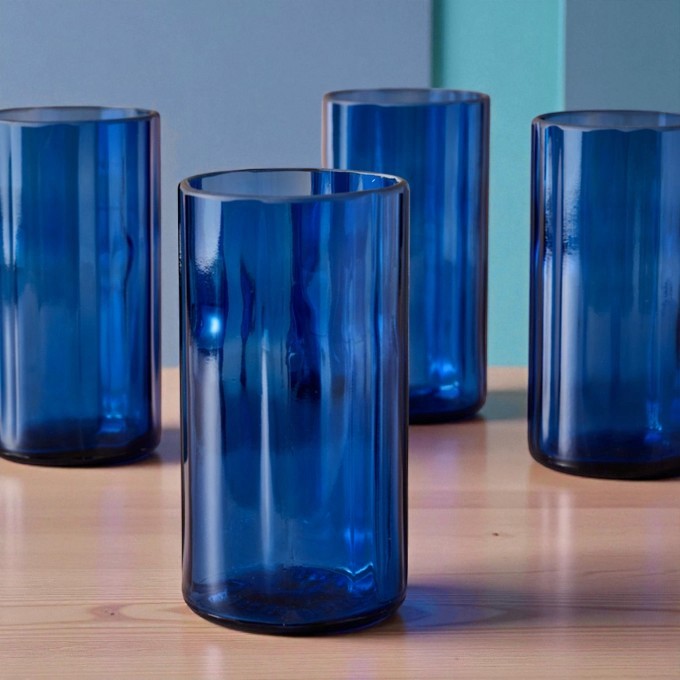 Upcycled Glass Tumber Set | 15.2 oz Blue
