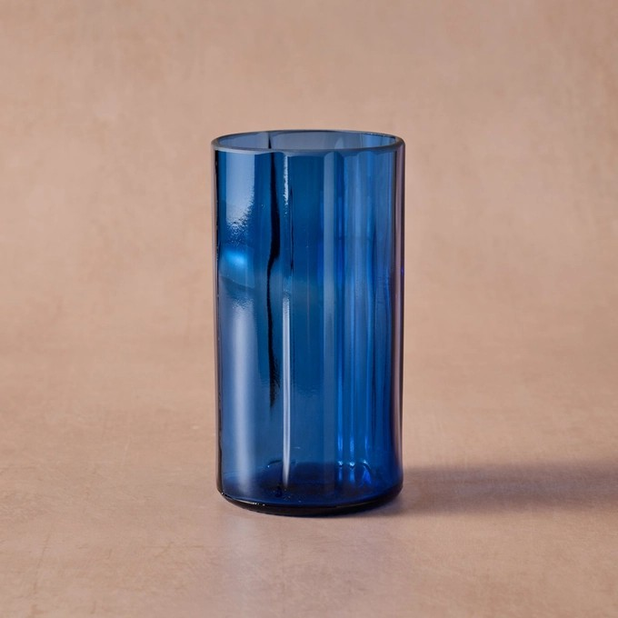 Upcycled Glass Tumbler Set | 15.2 oz Blue