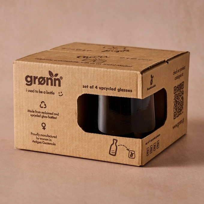 Upcycled Glass Tumbler Set | 8 oz Amber