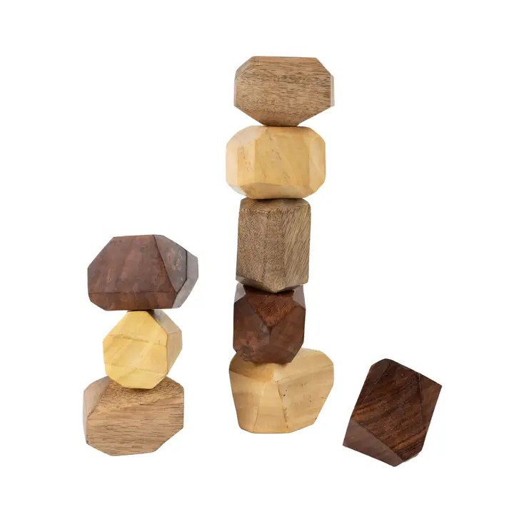 Upcycled Wood Stacking Stones | Set of 9