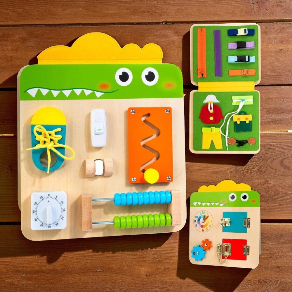 Wood Busy Board for Toddlers Montessori Sensory Activity Center Fine Motor Skill