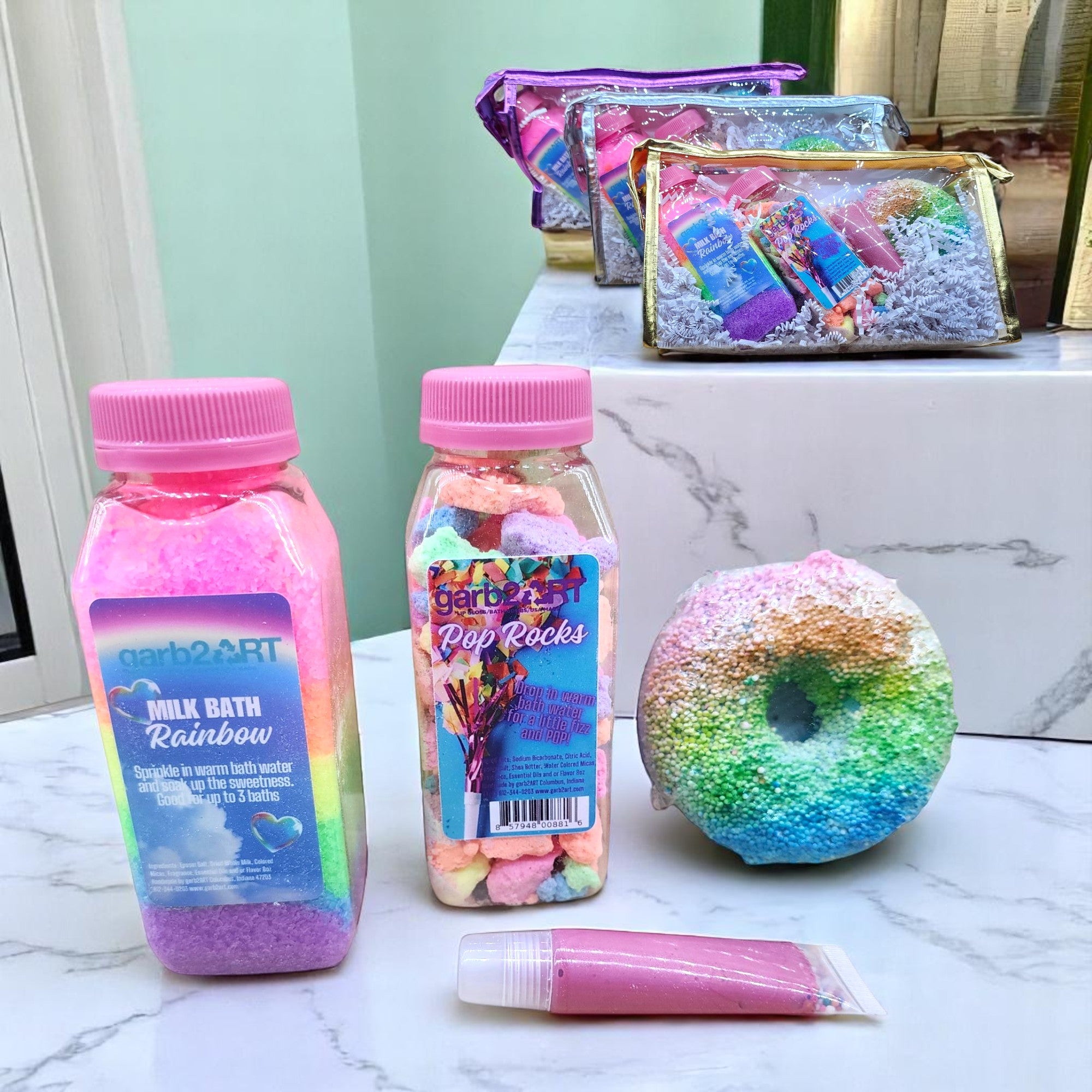 garb2ART Bath Bomb and Fizz Gift Set | Birthday Cake, Mermaid, Cotton Candy, and More Scents