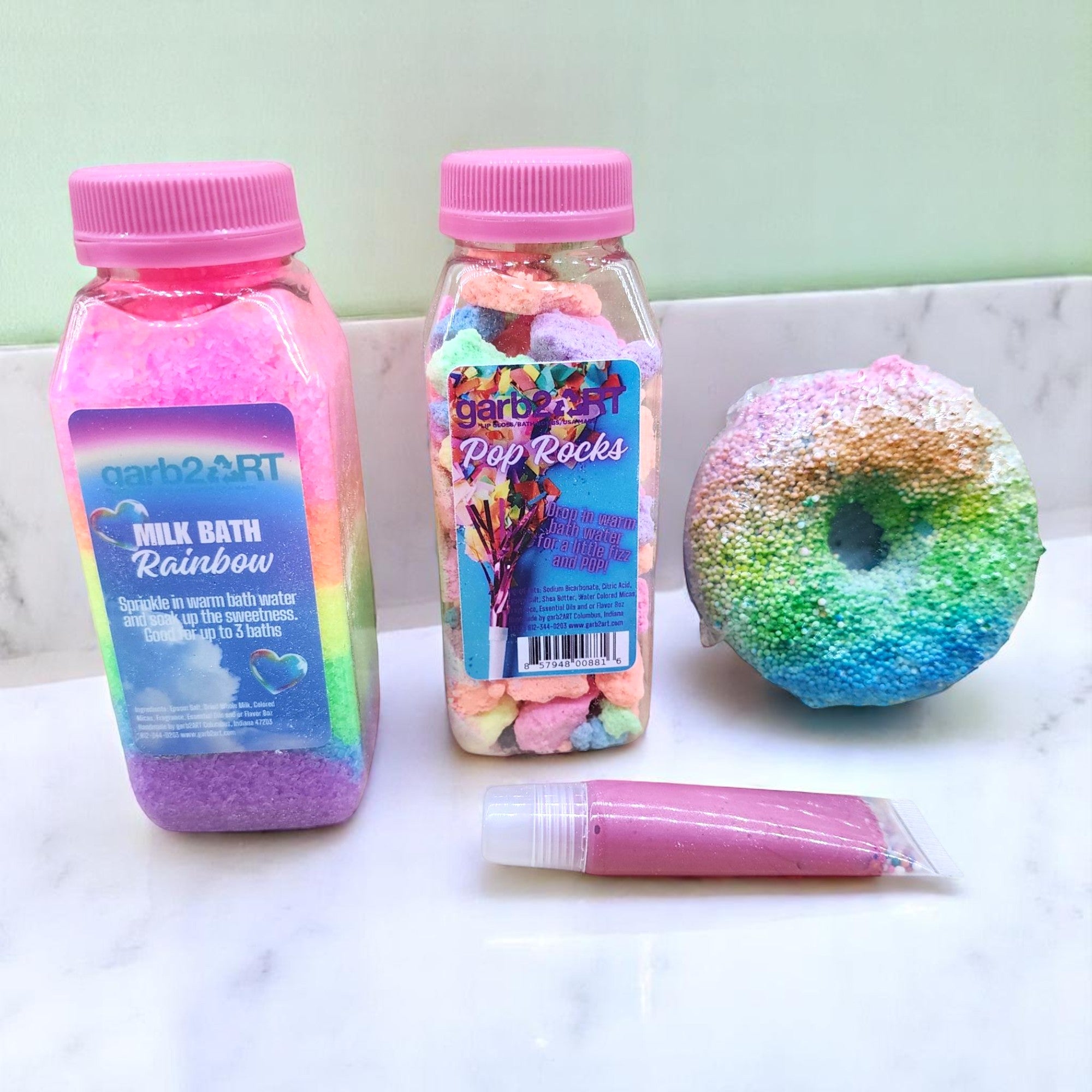 garb2ART Bath Bomb and Fizz Gift Set | Birthday Cake, Mermaid, Cotton Candy, and More Scents