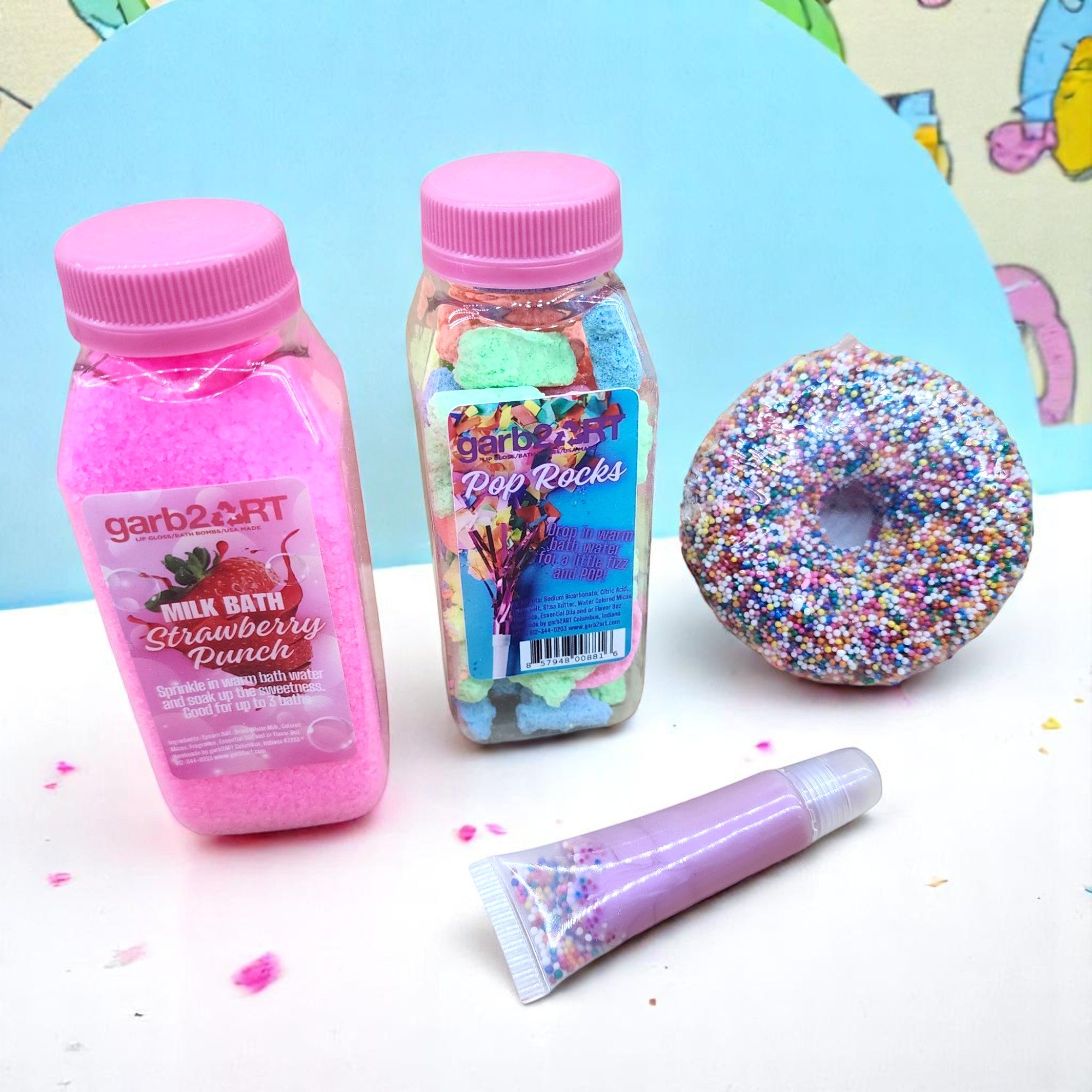 garb2ART Bath Bomb and Fizz Gift Set | Birthday Cake, Mermaid, Cotton Candy, and More Scents