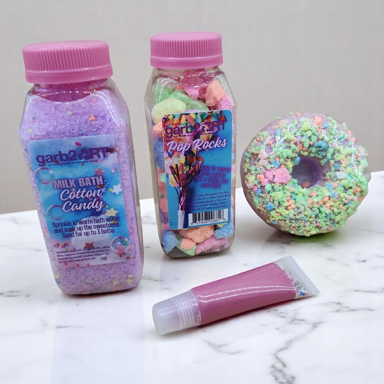 garb2ART Bath Bomb and Fizz Gift Set | Birthday Cake, Mermaid, Cotton Candy, and More Scents