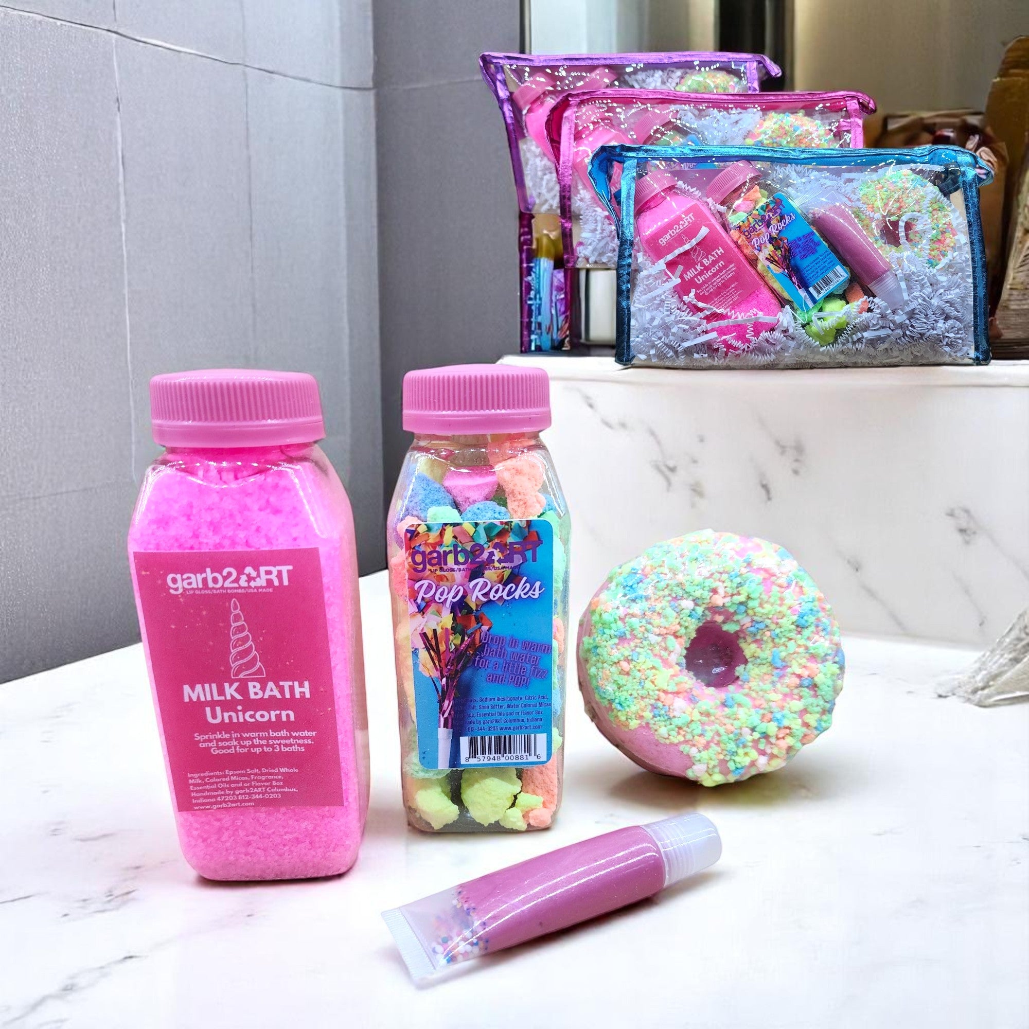 garb2ART Bath Bomb and Fizz Gift Set | Birthday Cake, Mermaid, Cotton Candy, and More Scents